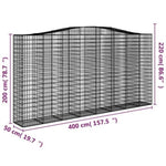 Arched Gabion Basket 400x50x200/220 cm Galvanised Iron 153420