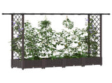 Raised Bed with Trellis and Roof Brown 203 x 40 x 123 cm PP 42032517
