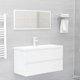 Sink Cabinet with Built-in Basin High Gloss White Engineered Wood 3071654