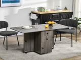 Multi-Storage Six-Person Drop Leaf Dining Table - Grey T3398P342379