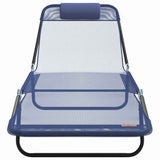 Folding Sun Lounger Navy Blue 182 x 55 x 85.5 cm Textilene 42003154