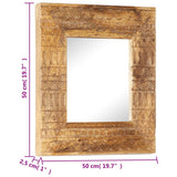 Hand-Carved Mirror 50x50x2.5 cm Solid Mango Wood 321647