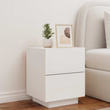 Bedside Cabinet with LED Lights White Engineered Wood 836735