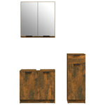 ZNTS 3 Piece Bathroom Cabinet Set Smoked Oak Engineered Wood 3115873