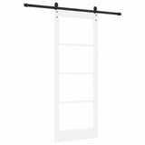 Sliding Door White 83 x 211 cm Solid Pine Wood and Glass 3332336