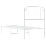 Metal Bed Frame without Mattress with Headboard White 80x200cm 373927