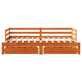 Daybed with Trundle&Drawers without Mattress Wax Brown 90x200 cm 3302162