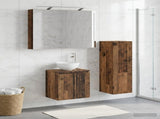 Bathroom Furniture Set 4 pcs Old Wood Engineered Wood and Glass 3407413