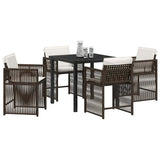 Garden Dining Set 5 pcs Brown Poly Rattan 3380781