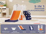 AIYAPLAY 5 in 1 Kids Slide Set with Basketball Hoop, Climbing Frame, Telescope, Storage Box for T3398P554998