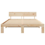 Bed Frame with Headboard Natural 150 x 200 cm Solid Pine Wood 872647