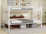 White reinforced metal bunk bed with iron art on top and bottom, dormitory/children's room double W3987P434160