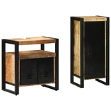 Bathroom Furniture Set with Shelf 2 pcs Brown Solid Mango Wood 3305608