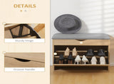 Shoe Bench with Cushion for 4 Pair of Shoes, Storage Bench with Padded Seat, Flip-up Cabinet and T3398P344398