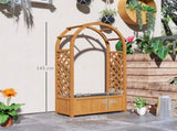 Wooden Raised Garden Bed with Trellis, Liner, Drainage Holes, for Vine Climbing Plants, Flowers, 83 T3398P320202