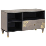 TV Cabinet with Drawer Grey 80 x 33 x 46 cm Solid Mango Wood 4018789