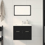 2 Piece Bathroom Furniture Set Black Oak Engineered Wood 862041