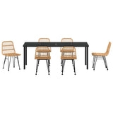 Garden Dining Set 7 pcs Brown Powder-Coated Steel 3379196