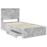 Bed Frame Concrete Grey 100 x 200 cm Engineered Wood 3411344