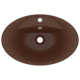 Luxury Basin Overflow Oval Matt Dark Brown 58.5x39 cm Ceramic 146940