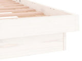 Bed Frame White Solid pinewood, Plywood Double Bed Frame 819973