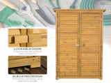 Wooden Garden Storage Shed, Compact Utility Sentry Unit, 3-Tier Shelves Tool Cabinet Organizer with T3398P318685