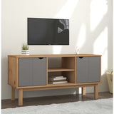 TV Cabinet OTTA Brown and Grey 113.5x43x57 cm Solid Wood Pine 348595