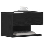 ZNTS Wall-Mounted Bedside Cabinets - Black Oak Engineered Wood 862735
