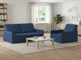 Sofa Set 2 pcs Blue Fabric 3433142