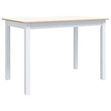 ZNTS Dining Table White and Brown 114x71x75 cm Solid Rubber Wood 247363