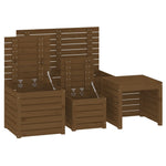 4 Piece Garden Box Set Honey Brown Solid Wood Pine 3154669