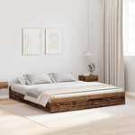Storage Bed Frame Old wood 200 x 200 cm Engineered wood 3335267
