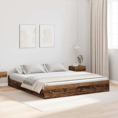 Storage Bed Frame Old wood 180 x 200 cm Engineered wood 3335275