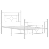 Metal Bed Frame without Mattress with Footboard White 100x190cm 374400