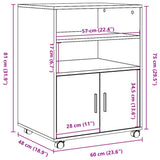 Rolling Cabinet Brown Oak 60x48x81 cm Engineered Wood 853170