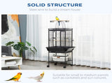 156cm Bird Cage,Large Parrot Cage with Open Play Top, Perch, Seed Guard, Wheels, Storage Shelf, Dark T3398P553395