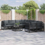 Garden Sofa Set with Cushion 8 pcs Black Steel 3378952