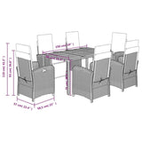 7 Piece Garden Dining Set with Cushions Grey Poly Rattan 3212484