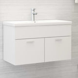 Sink Cabinet with Built-in Basin White Engineered Wood 3070829