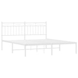 Metal Bed Frame without Mattress with Headboard White 150x200cm 373742