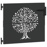 Garden Gate with Lock Black 85 x 100 cm Powder-coated steel 42015859