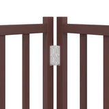 Dog Gate with Door Foldable 12 Panels Brown 600 cm Poplar Wood 3155716
