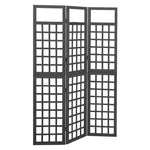 3-Panel Room Divider/Trellis Solid Fir Wood Black 121x180 cm 316482