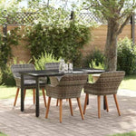 Garden Dining Set with Cushion 5 pcs Grey Poly Rattan 3261687