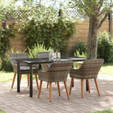 Garden Dining Set with Cushion 5 pcs Grey Poly Rattan 3261687
