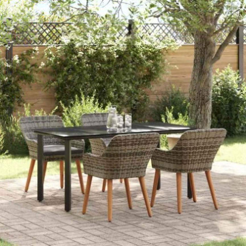 Garden Dining Set with Cushion 5 pcs Grey Poly Rattan 3261687