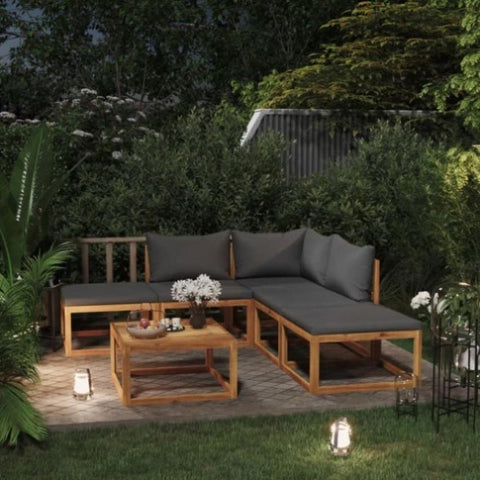 ZNTS 6 Piece Garden Lounge Set with Cushions Solid Wood Acacia 3098663