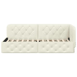 Corner Bed Frame with Headboard Cream 80 x 200 cm Velvet 42016520