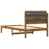 Bed Frame with Upholstered Headboard Natural and Light Grey 904119