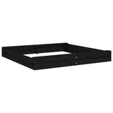 Sandbox with Seats Black Square Solid Wood Pine 825041